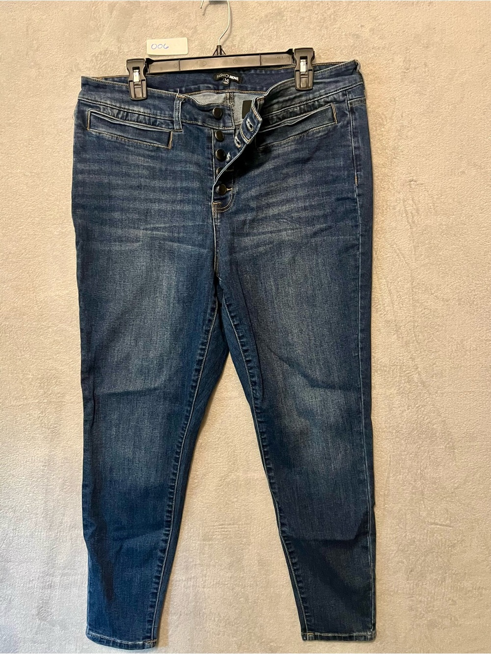 Fashion Nova Dark Blue Skinny Button-Fly Jeans